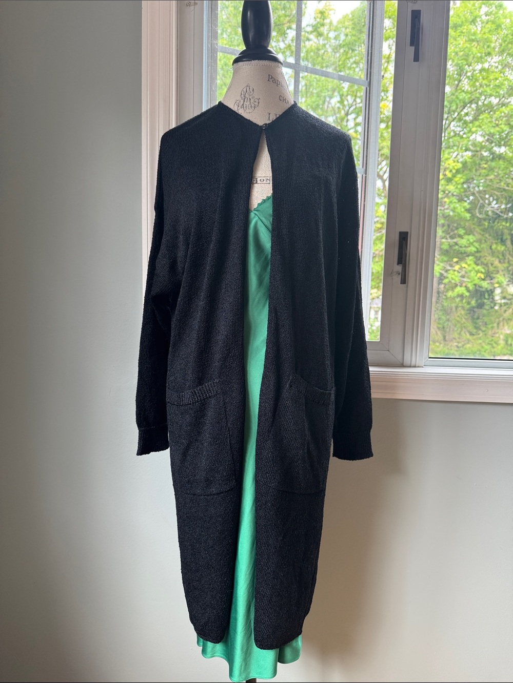French Rags 80’s 90’s Santana knit vintage long sweater cardigan medium/large - Picture 2 of 6
